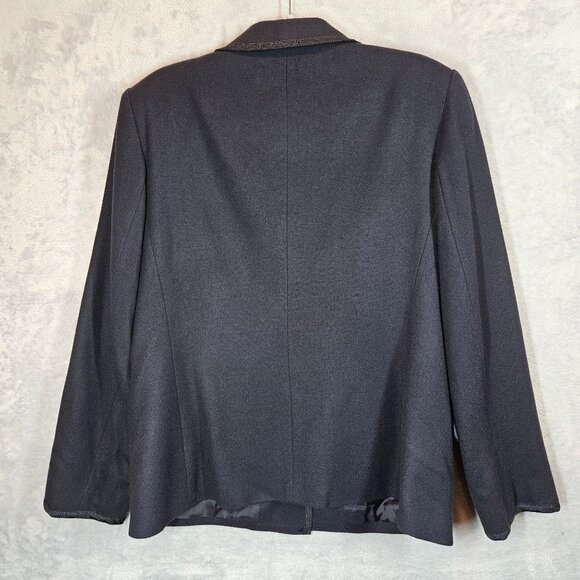 CW  Black Blazer Pant 100% Wool Suit Set Womens 12 Career Office classy classic - Picture 4 of 16